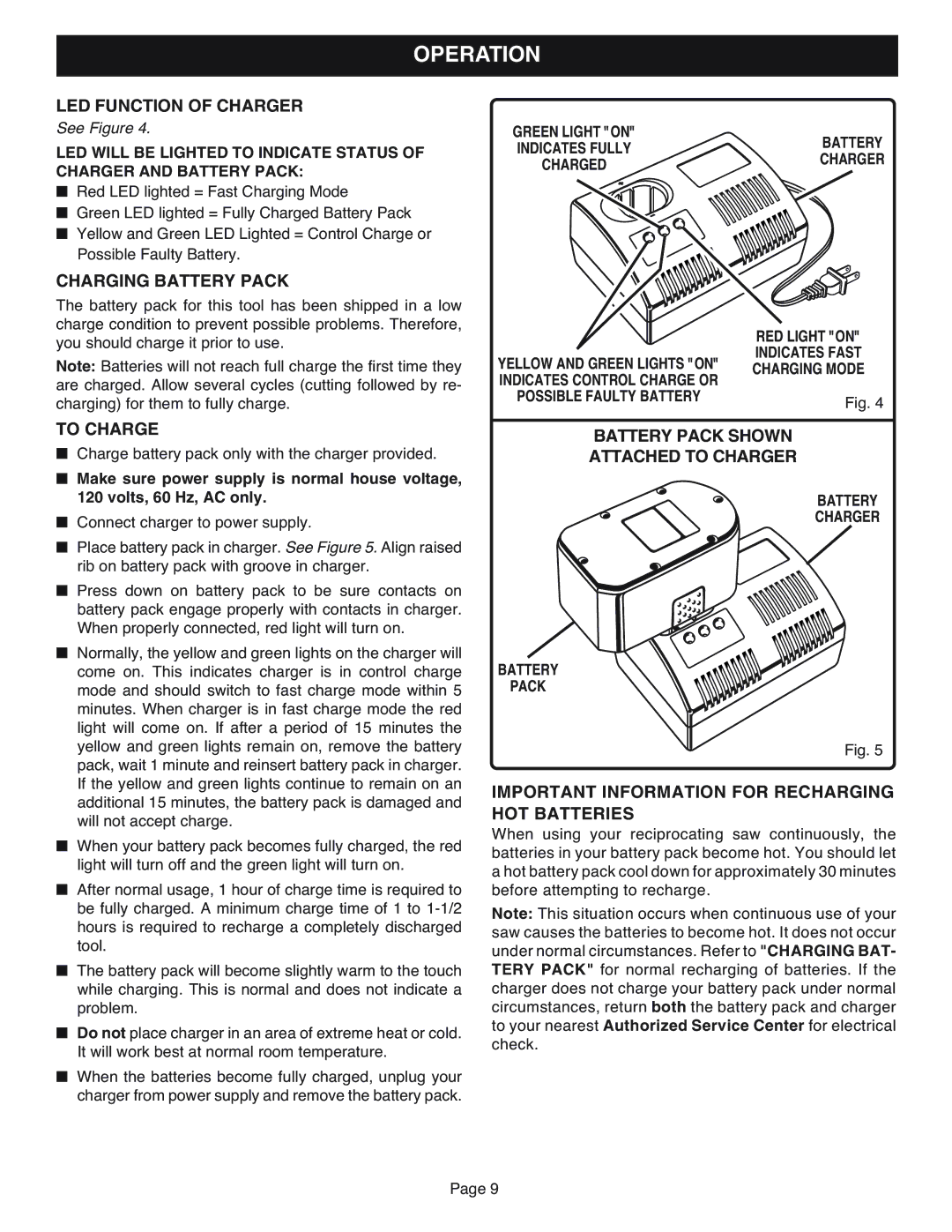 Ryobi RJC181 specifications Operation 