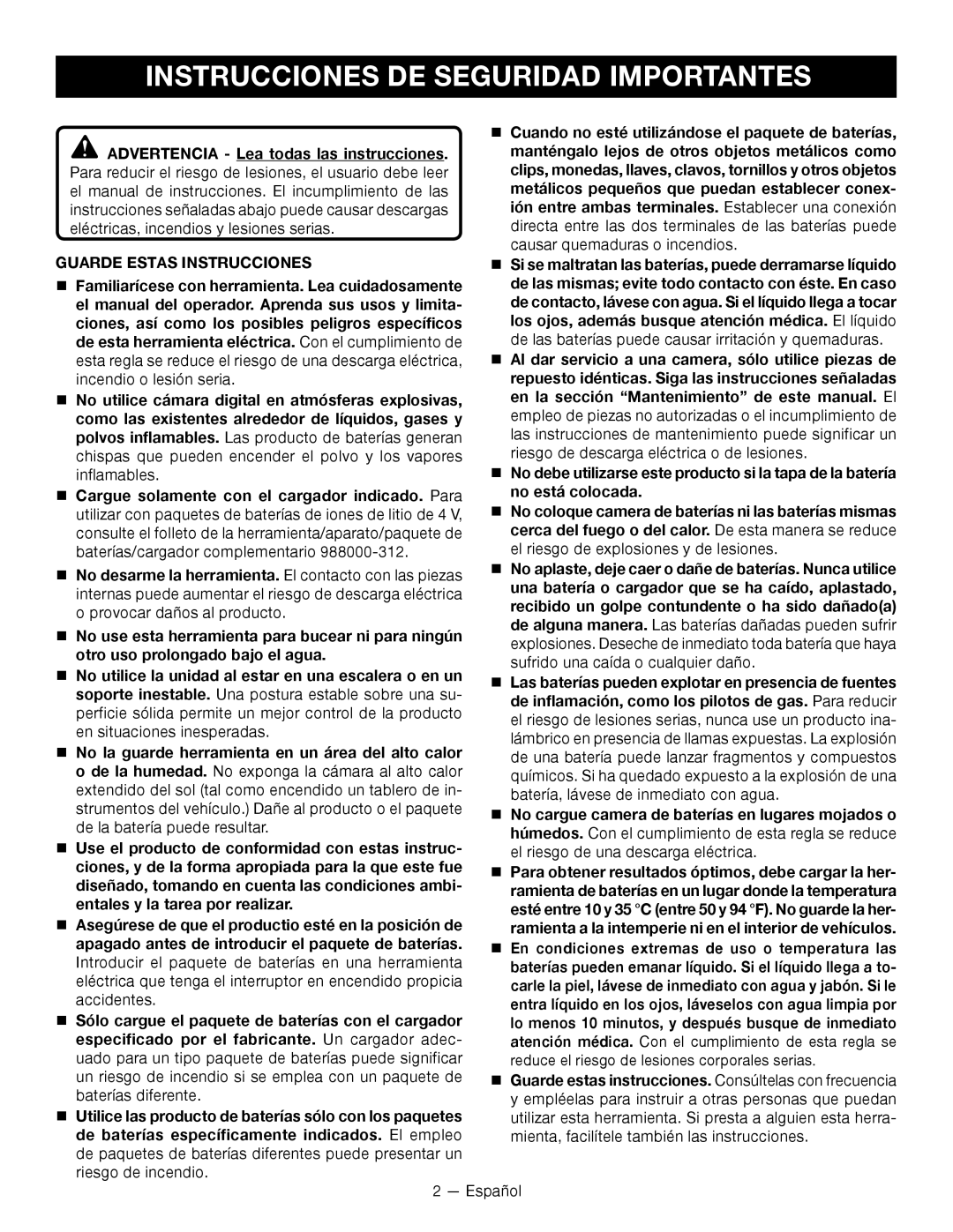 Ryobi RP4206 manuel dutilisation Instrucciones DE Seguridad Importantes, Guarde Estas Instrucciones 