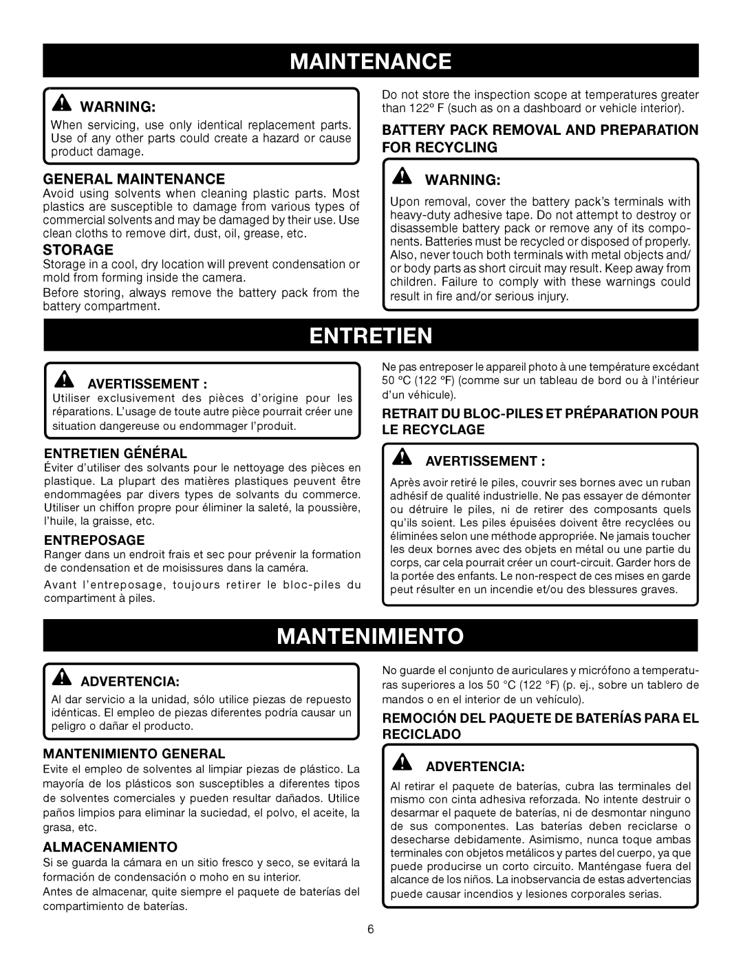 Ryobi RP4206 manuel dutilisation Maintenance, Entretien, Mantenimiento 