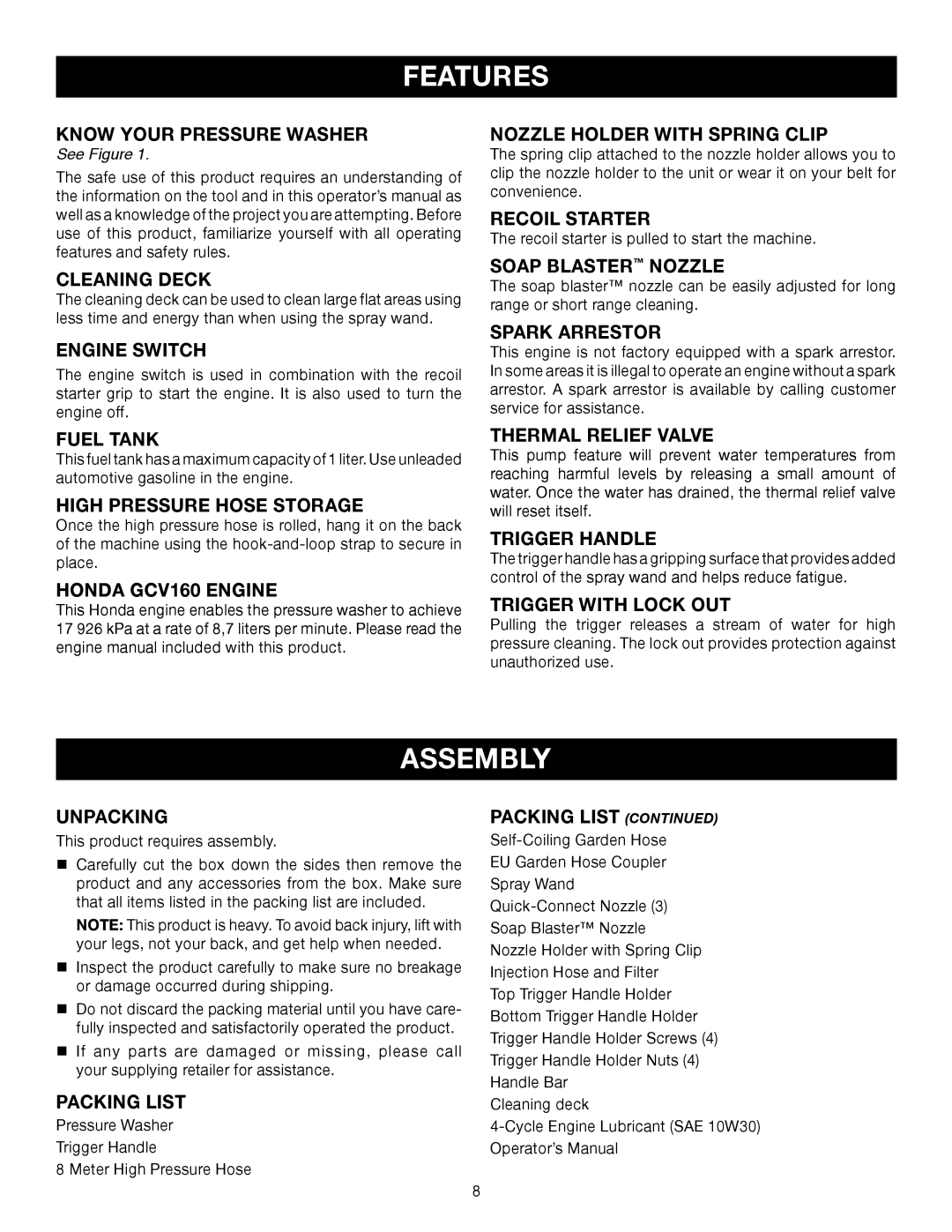 Ryobi RPW2500WB user manual Assembly 