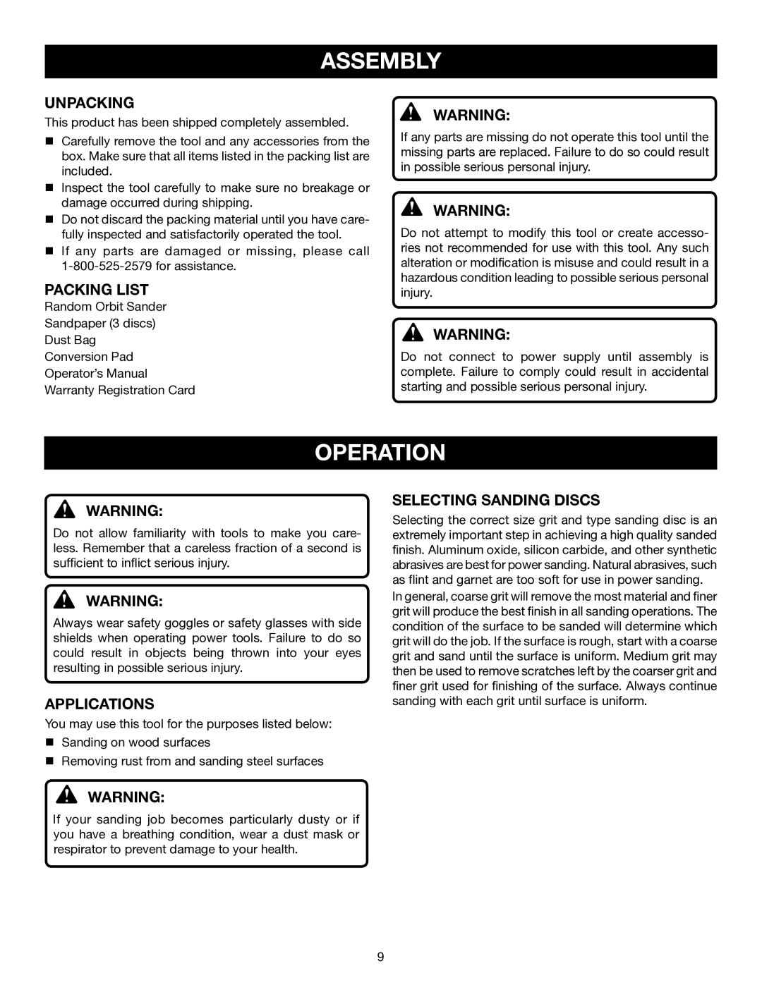 Ryobi RS281VS manual Assembly, Operation 