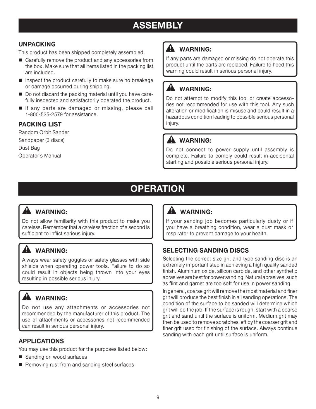 Ryobi RS290 manual Assembly, Operation 