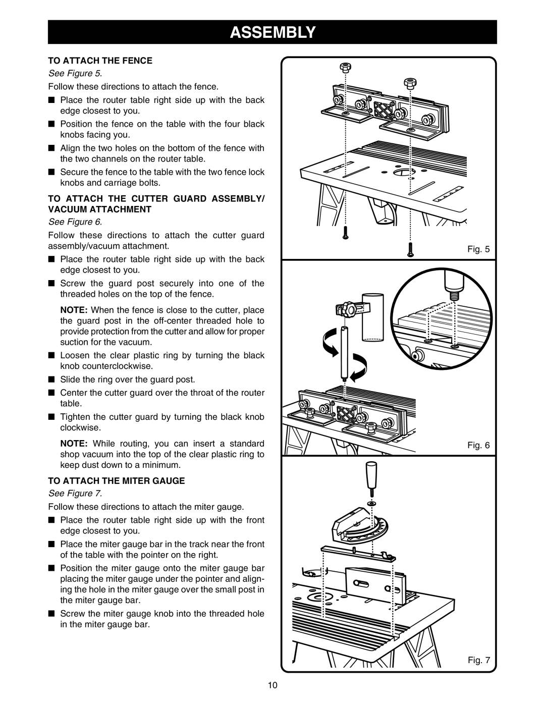 Ryobi RT101 manual To Attach the Fence 