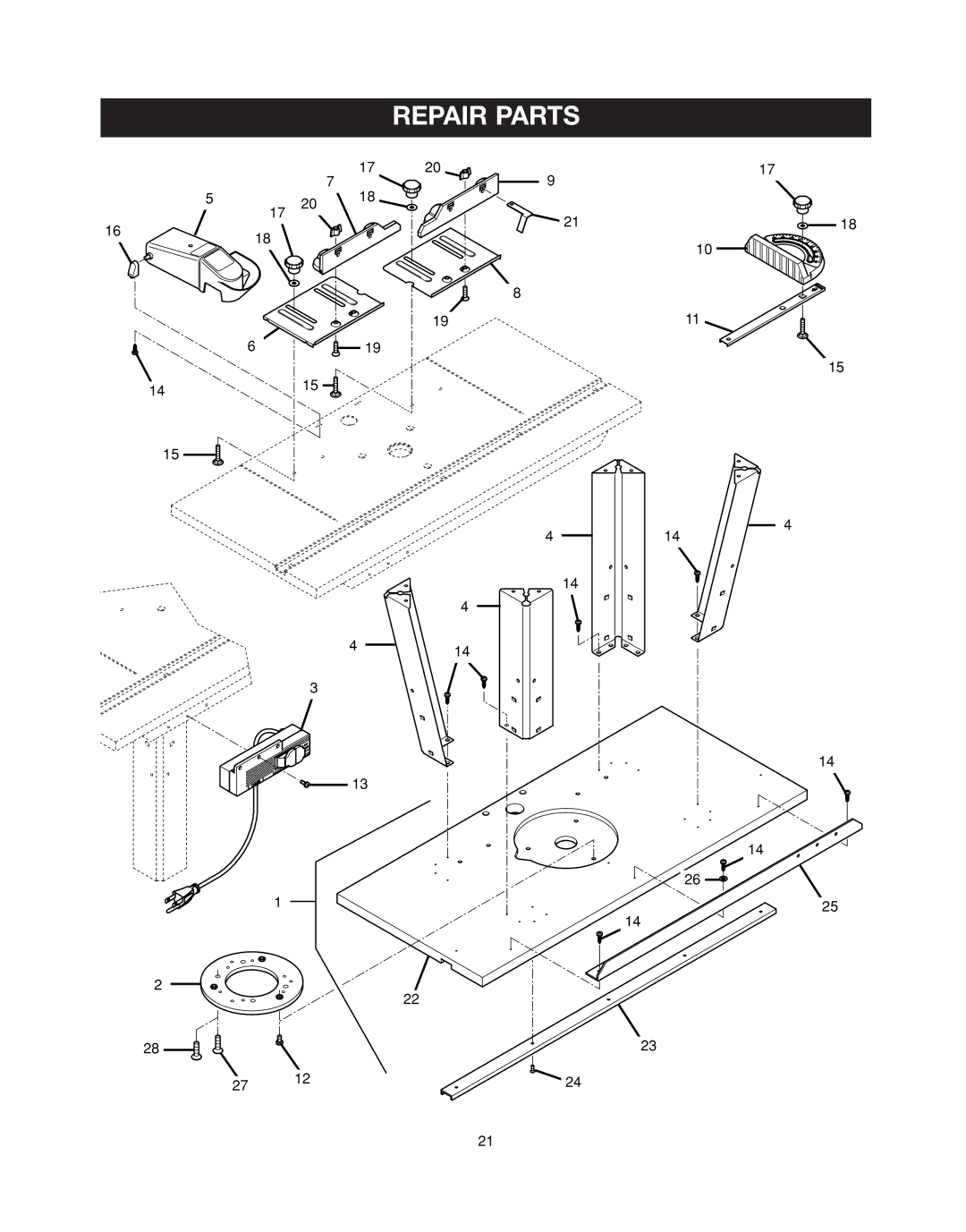 Ryobi RT401W manual Repair Parts 