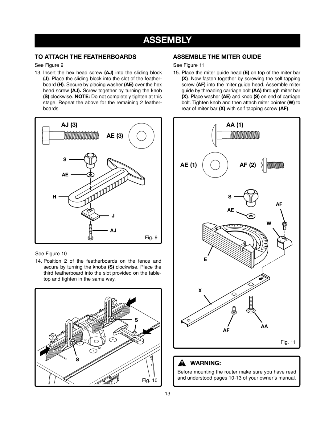 Ryobi RT501W manual To Attach the Featherboards, Assemble the Miter Guide 