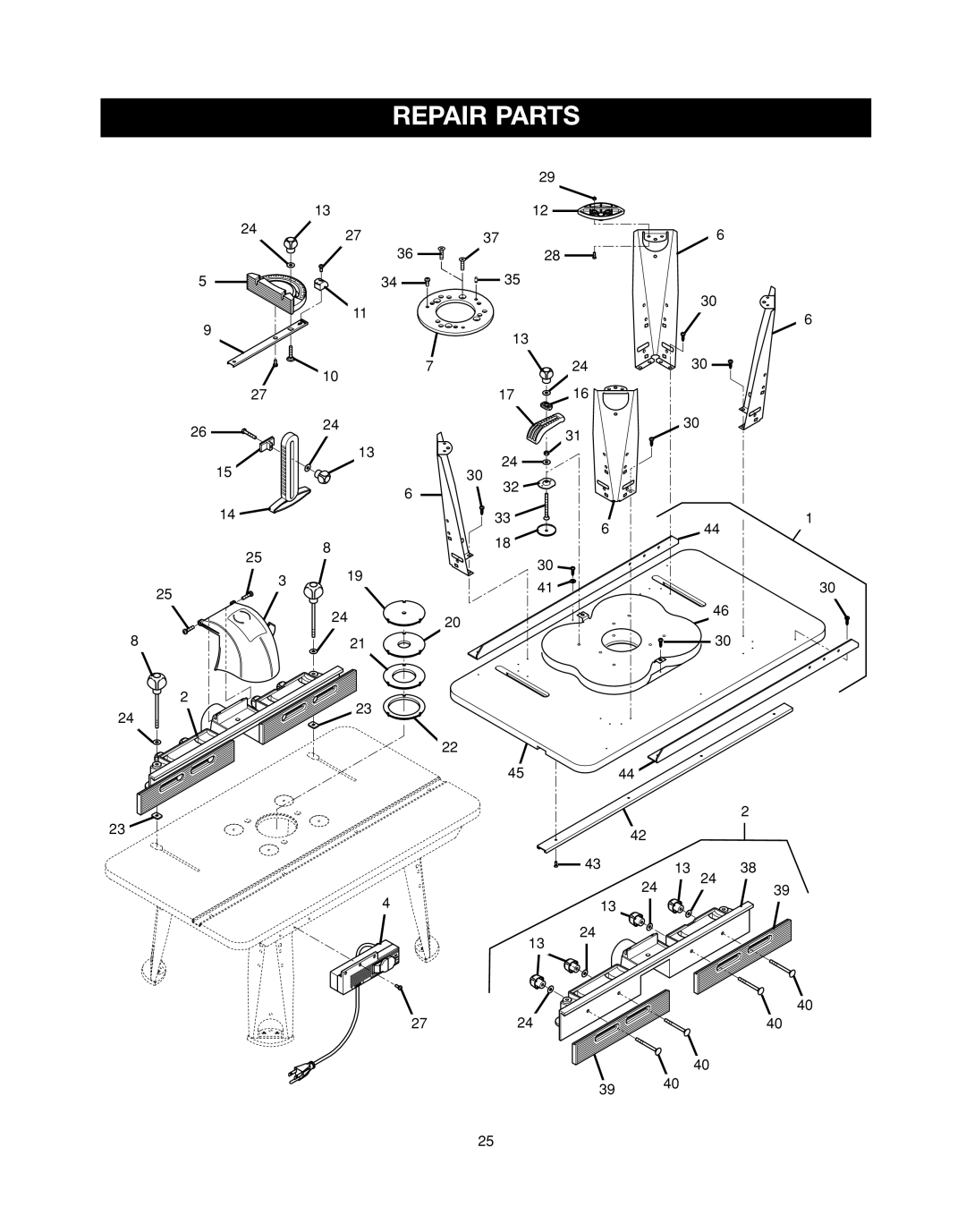 Ryobi RT501W manual Repair Parts 