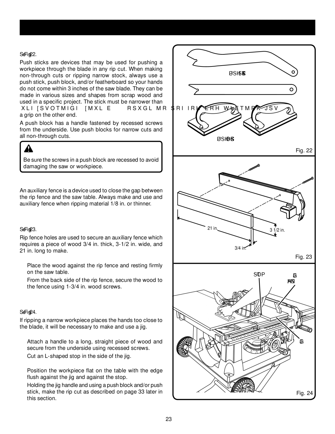 Ryobi RTS31 Cutting aids, Auxiliary Fence, How to Make a jig for rip cutting narrow workpiece, Push Sticks Push Blocks 