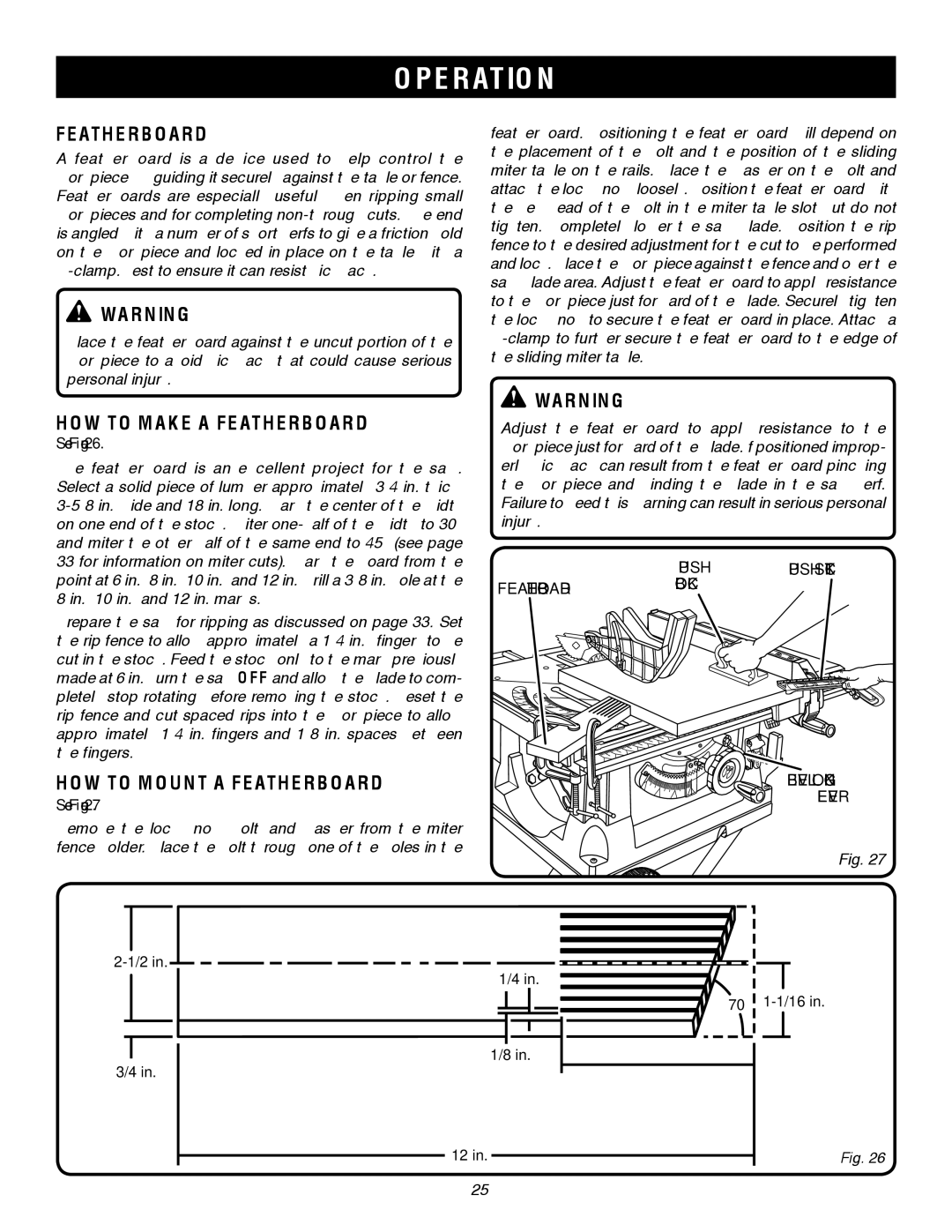 Ryobi RTS31 manual HOW to Make a Featherboard, HOW to Mount a Featherboard 