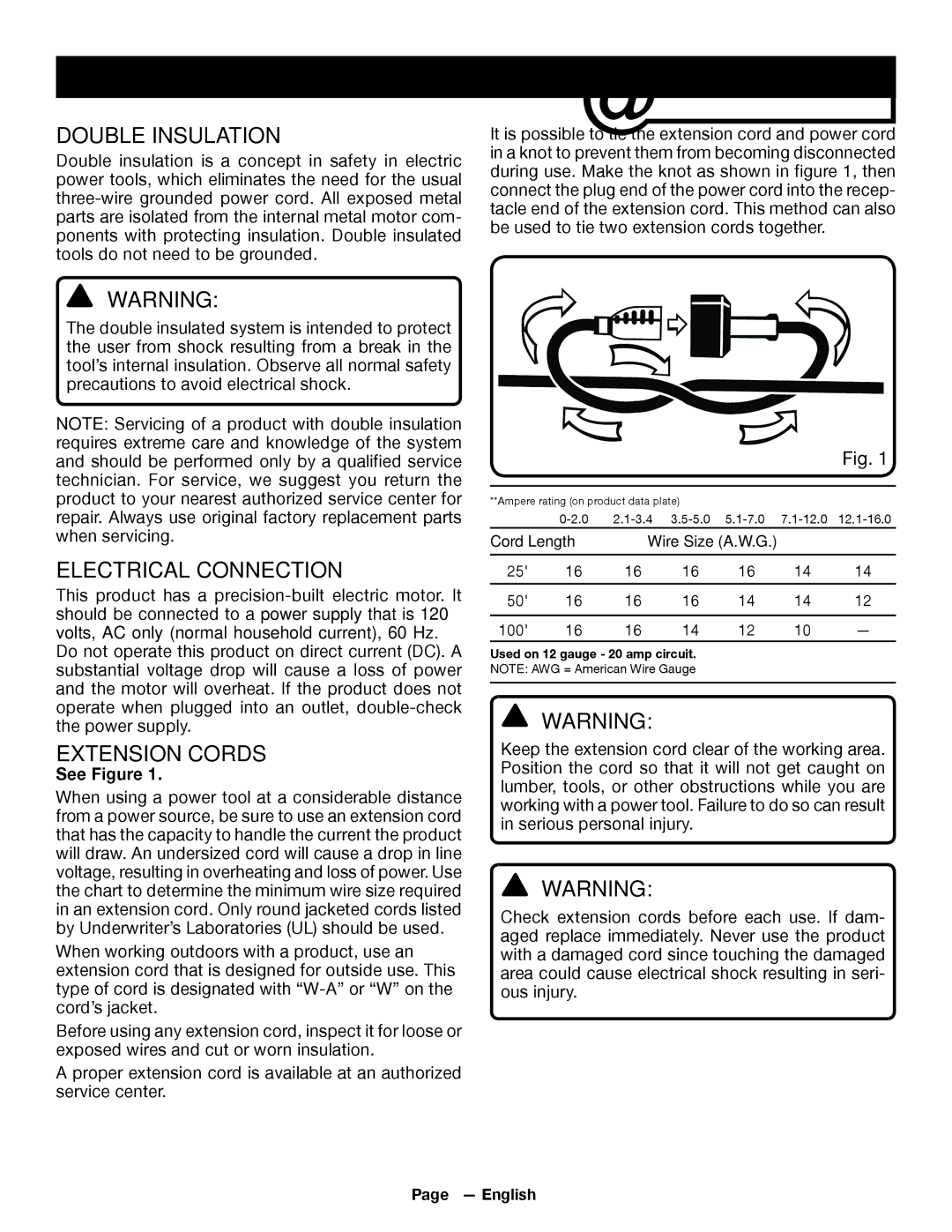 Ryobi RY 43160A manuel dutilisation Double Insulation, Electrical Connection, Extension Cords 