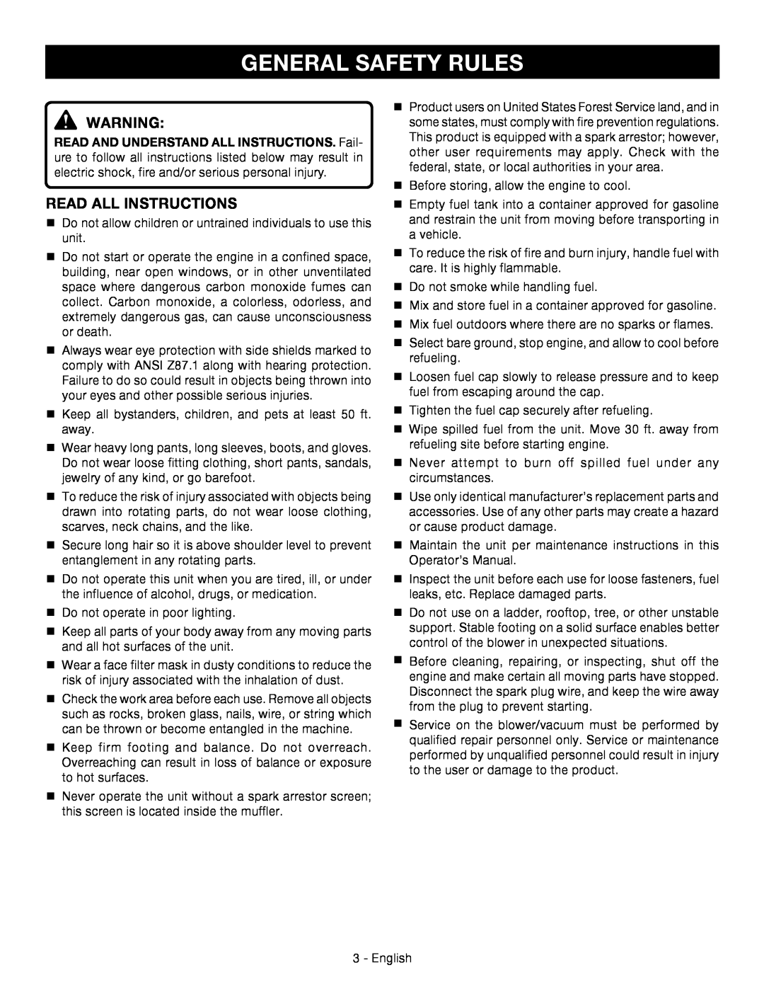 Ryobi RY09056 manuel dutilisation General Safety Rules, read all instructions 