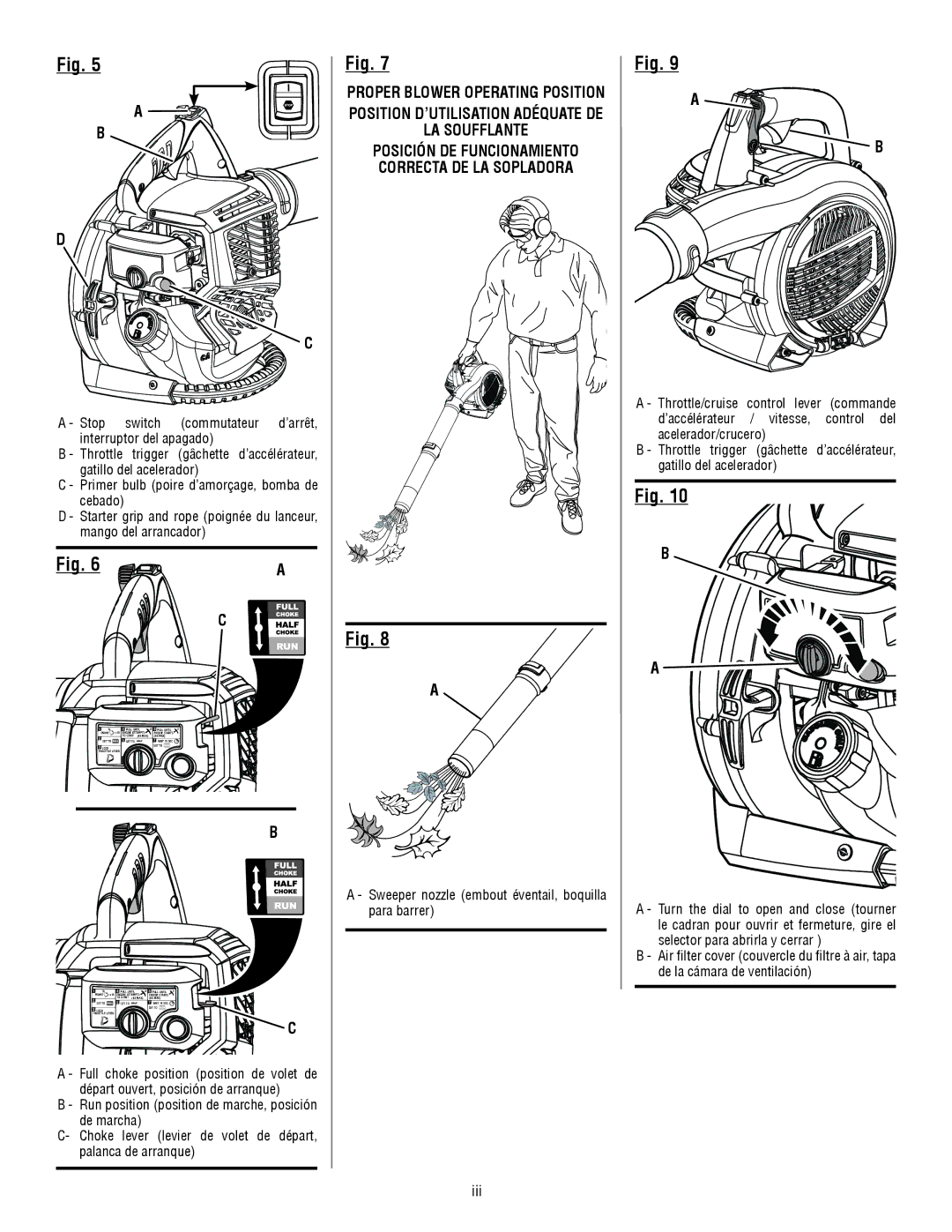 Ryobi RY09460 manuel dutilisation LA Soufflante, Posición DE Funcionamiento Correcta DE LA Sopladora 