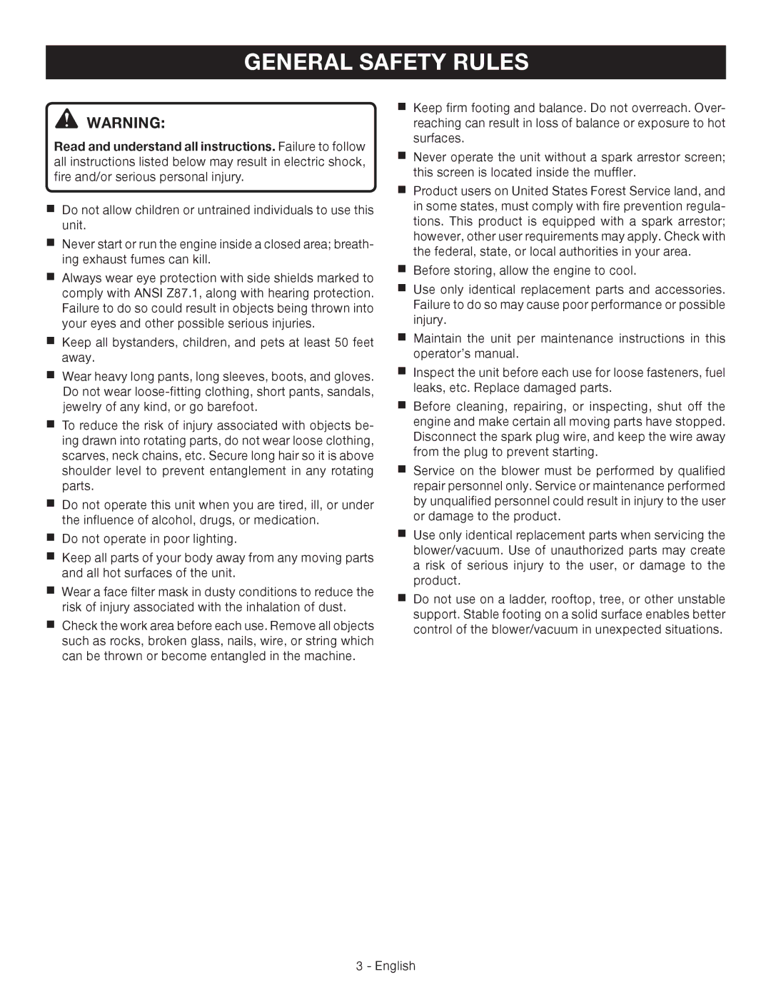 Ryobi RY09460 manuel dutilisation General Safety Rules 