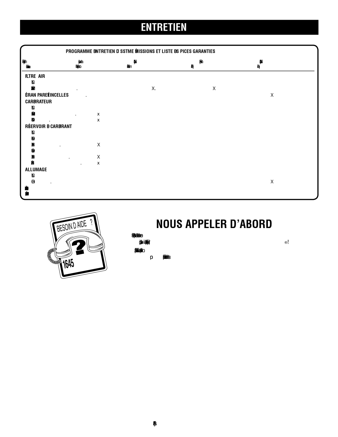 Ryobi RY09460 manuel dutilisation Besoin, Filtre À AIR, Carburateur, Réservoir DE Carburant, Allumage 