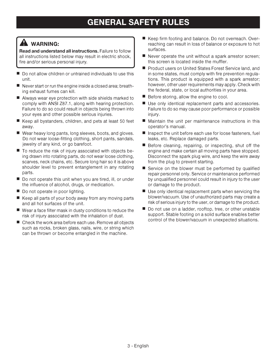 Ryobi RY09460 manuel dutilisation General Safety Rules 