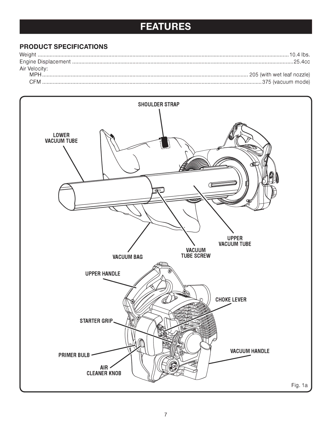 Ryobi RY09903 manual Features, Product Specifications 