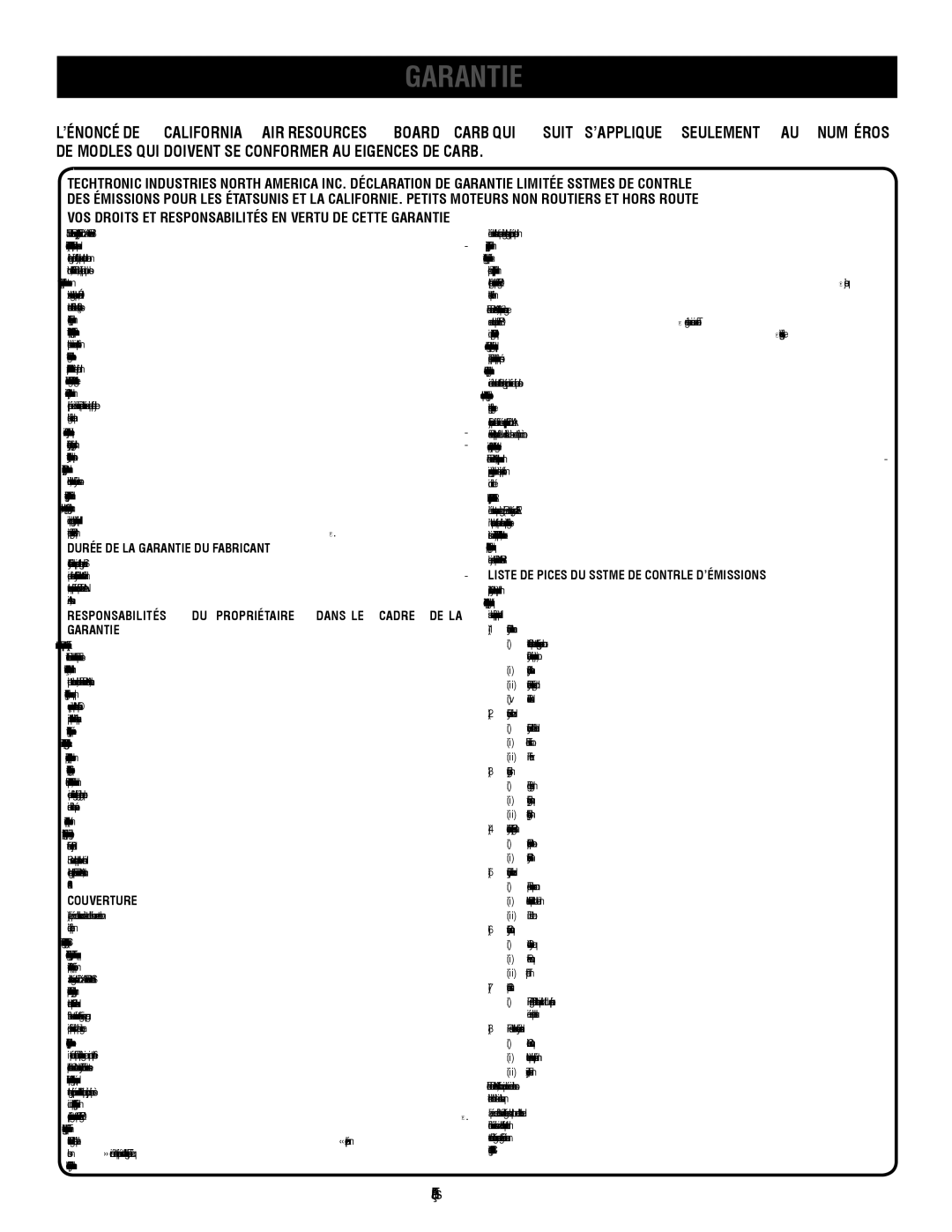 Ryobi RY09550, RY09951 manuel dutilisation Responsabilités DU Propriétaire Dans LE Cadre DE LA Garantie 