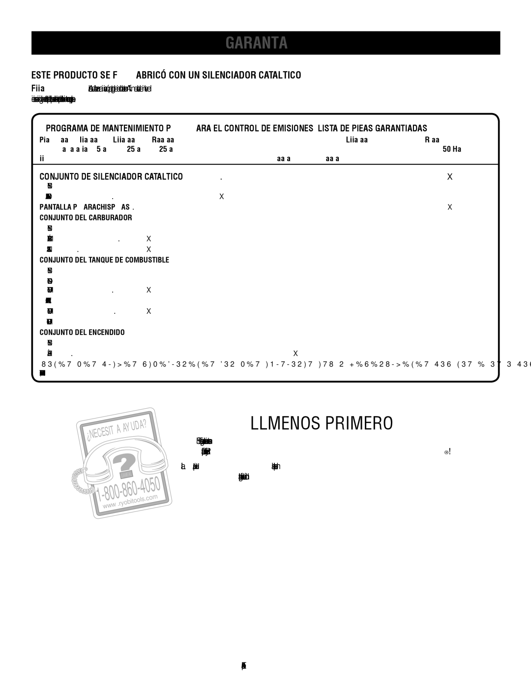 Ryobi RY09951, RY09550 manuel dutilisation Este producto se fabricó con un silenciador catalítico, Conjunto DEL Encendido 