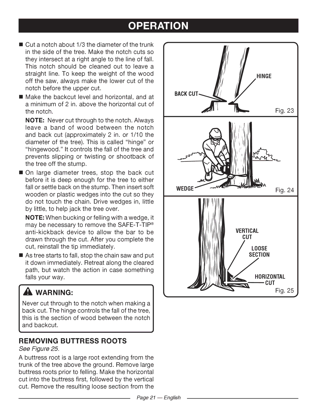 Ryobi RY10518, RY10520 manuel dutilisation Removing Buttress Roots 