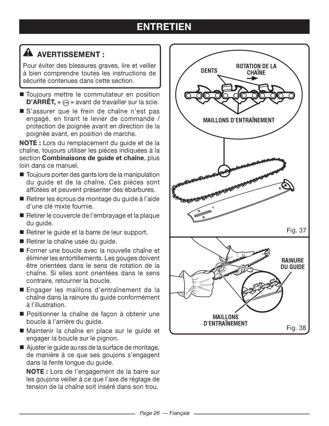 Ryobi RY10518, RY10520 manuel dutilisation Français 