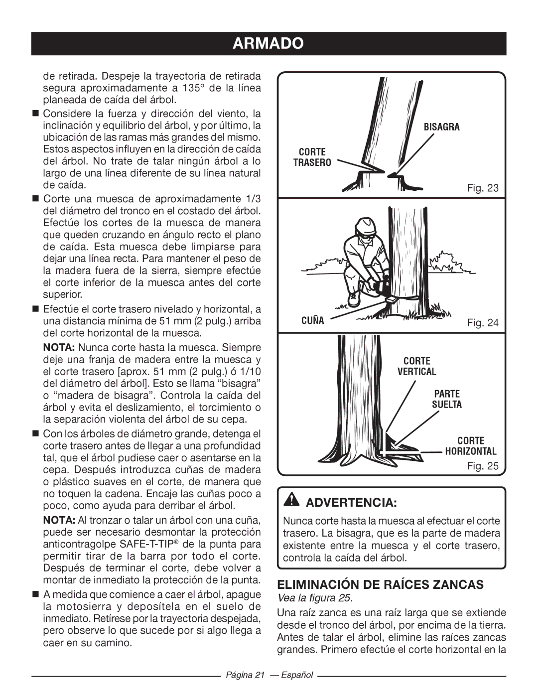 Ryobi RY10518, RY10520 manuel dutilisation Eliminación DE Raíces Zancas 