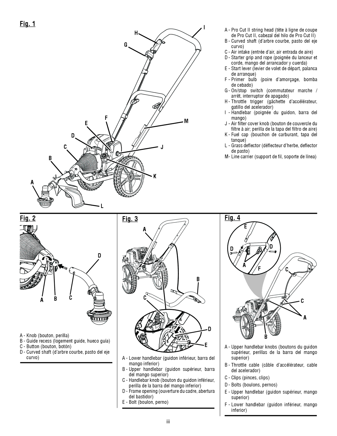 Ryobi RY13010 Curvo, De arranque, De cebado, Arrêt, interruptor de apagado, Gatillo del acelerador, Mango, Tanque 