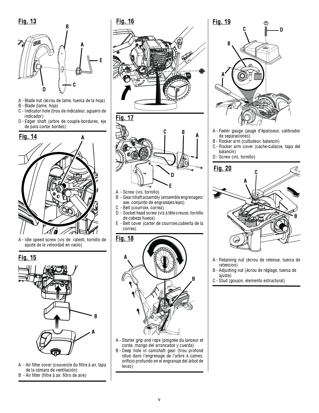 Ryobi RY13050 manuel dutilisation Blade lame, hoja 