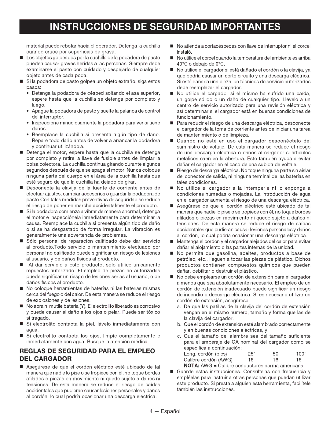 Ryobi RY14110 manuel dutilisation Reglas DE Seguridad Para EL Empleo DEL Cargador, Cuando cruce por superficies de grava 