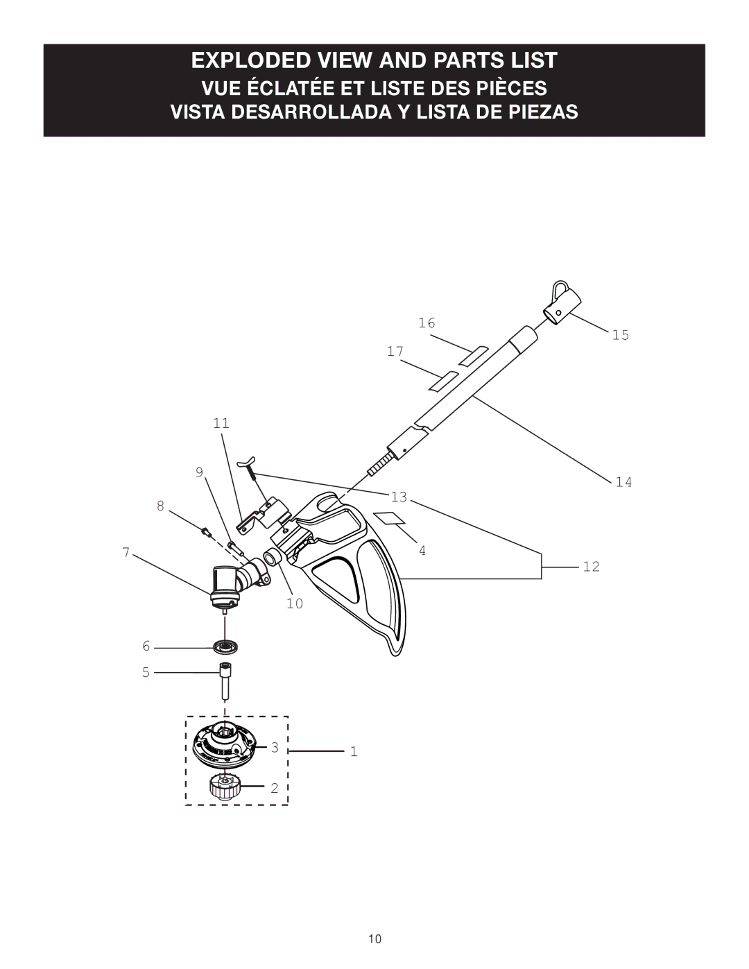 Ryobi RY15522 manuel dutilisation Exploded view and parts list 