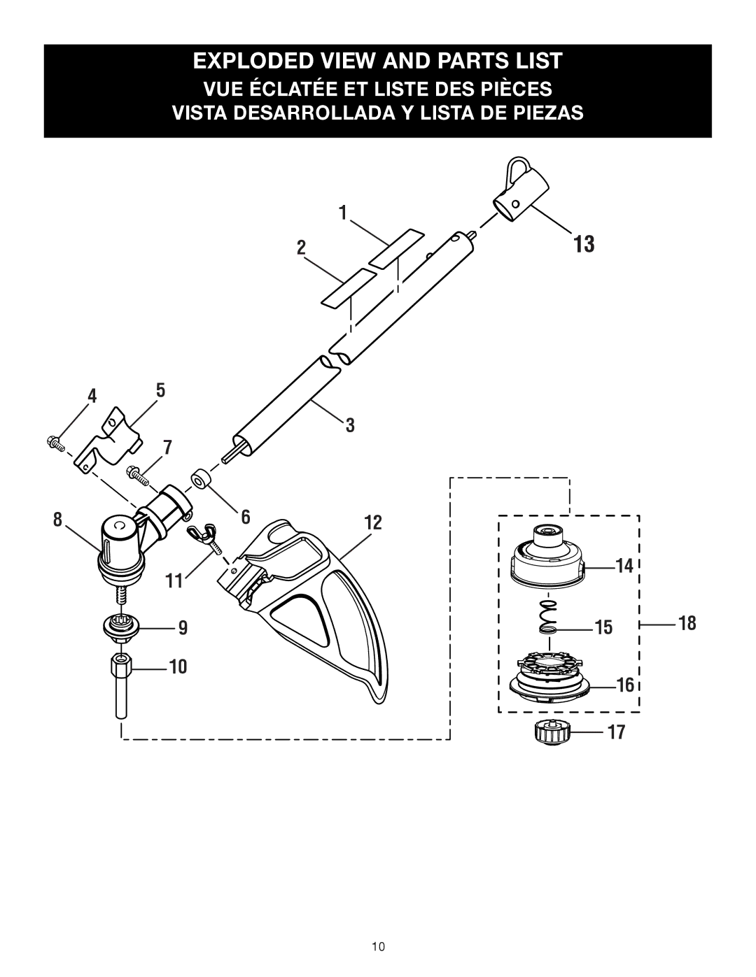 Ryobi RY15523 manuel dutilisation Exploded view and parts list 