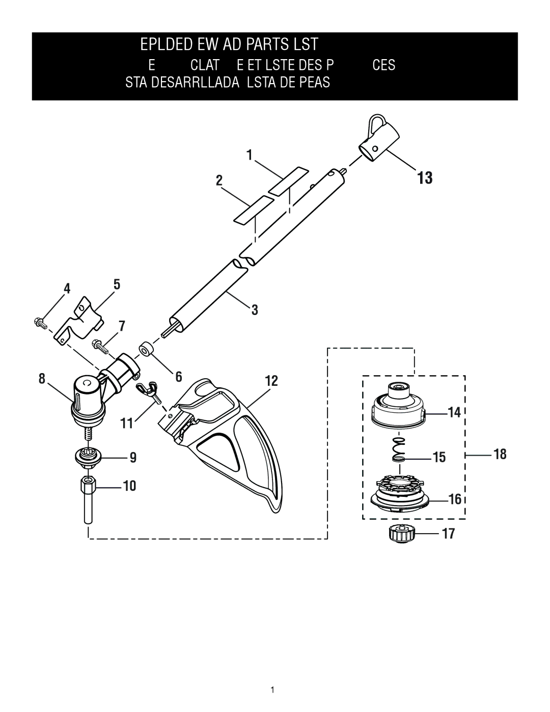 Ryobi RY15523 manuel dutilisation Exploded View and Parts List 