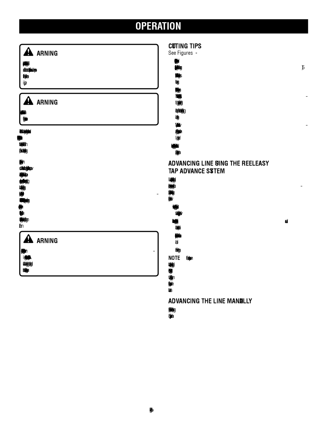 Ryobi RY15523 Cutting Tips, Advancing Line Using the REEL-EASYTAP Advance System, Advancing the Line Manually 