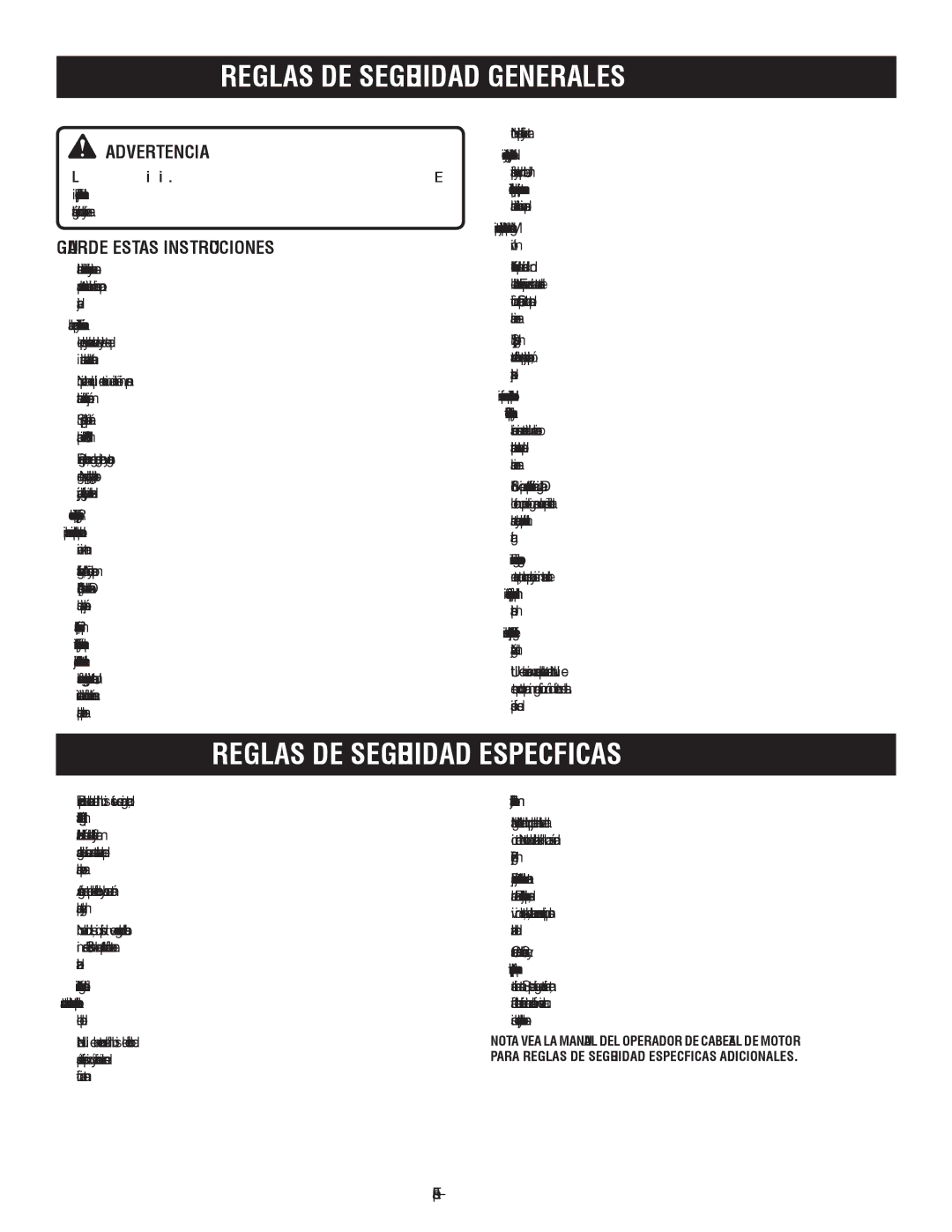 Ryobi RY15525 Reglas DE Seguridad Generales, Reglas DE Seguridad Específicas, Advertencia, Guarde Estas Instrucciones 