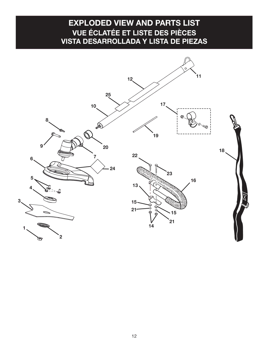 Ryobi RY15702 manuel dutilisation Exploded View and Parts List 