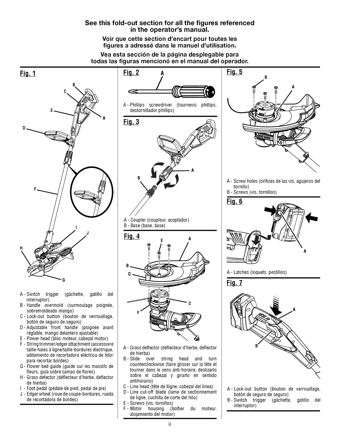 Ryobi RY24200 manuel dutilisation Switch trigger gâchette, gatillo del interruptor 