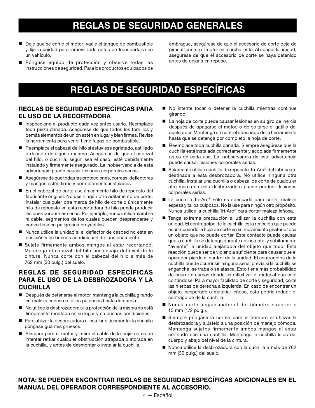 Ryobi RY26000 manuel dutilisation Reglas DE Seguridad Específicas 