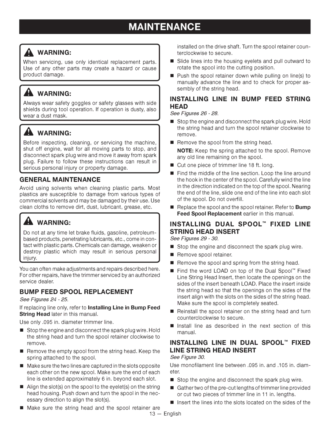 Ryobi CS26, RY26901, RY26500 manuel dutilisation General Maintenance 