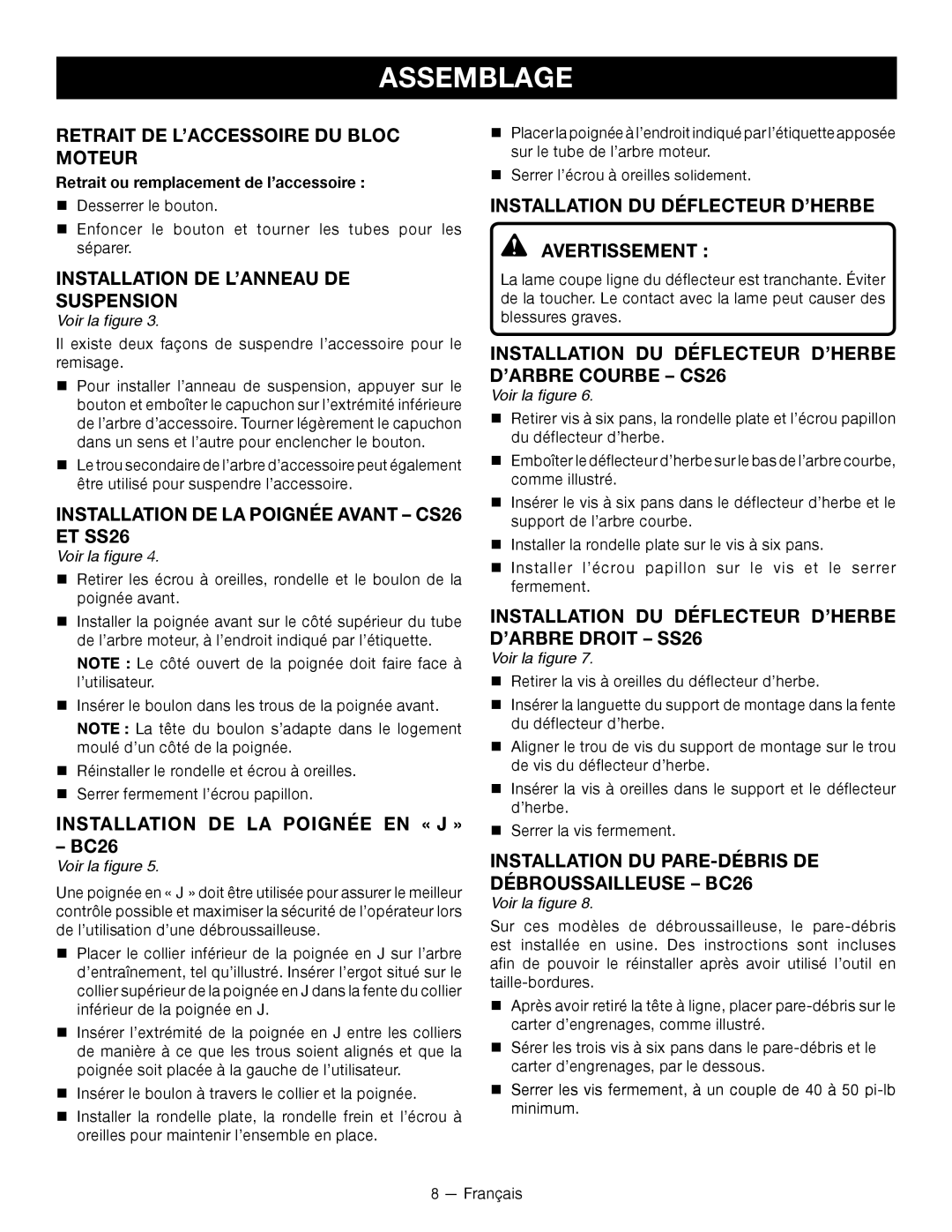 Ryobi RY26901, CS26, RY26500 manuel dutilisation Assemblage 