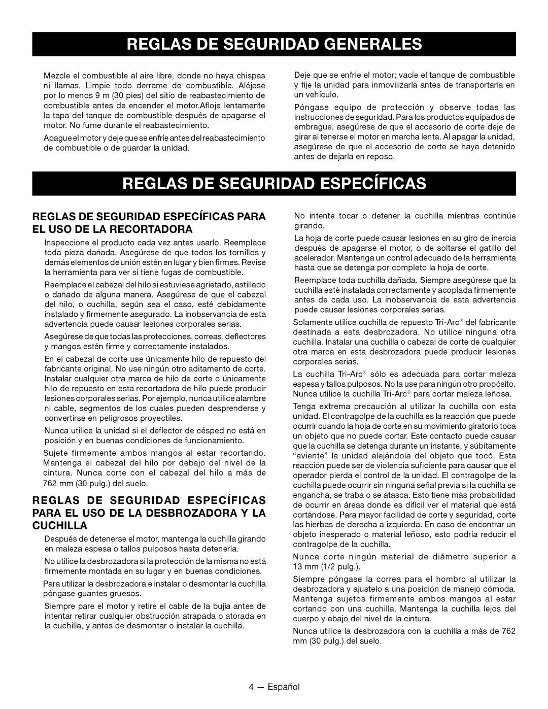 Ryobi RY28060 manuel dutilisation Reglas DE Seguridad Específicas 