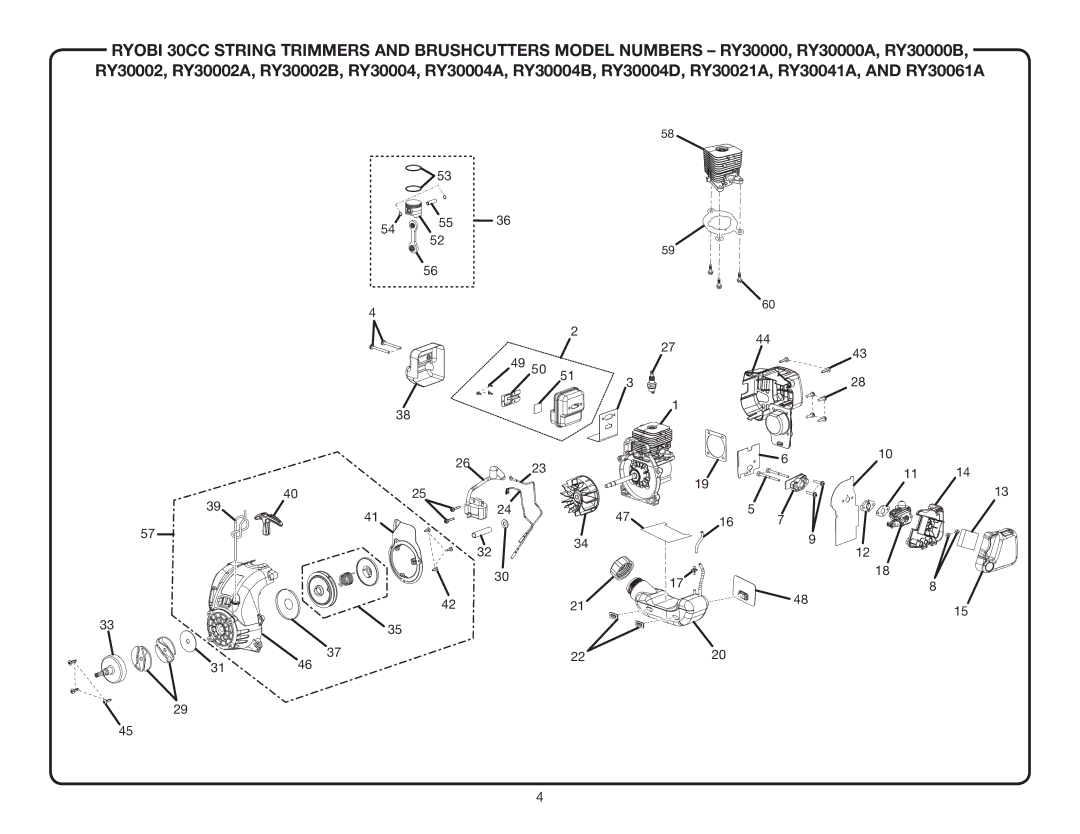 Ryobi RY30002B, RY30000B, RY30004D, RY30004B manual 