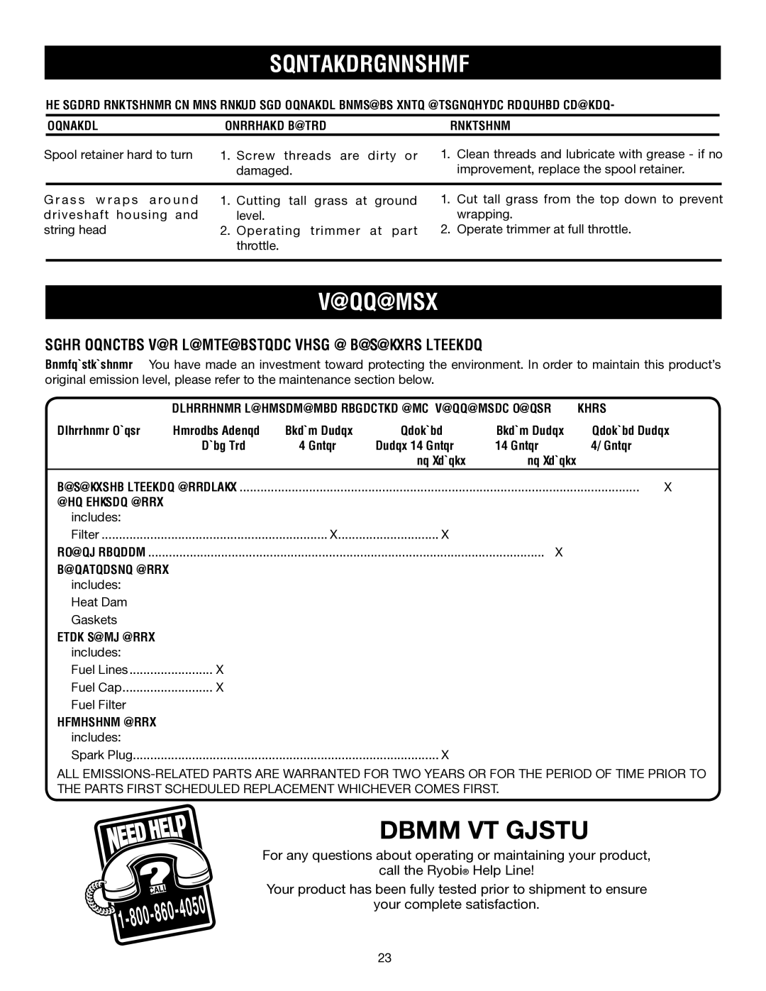 Ryobi RY30963, RY30542, RY30923, RY30943 manual Warranty, This Product WAS Manufactured with a Catalyst Muffler 