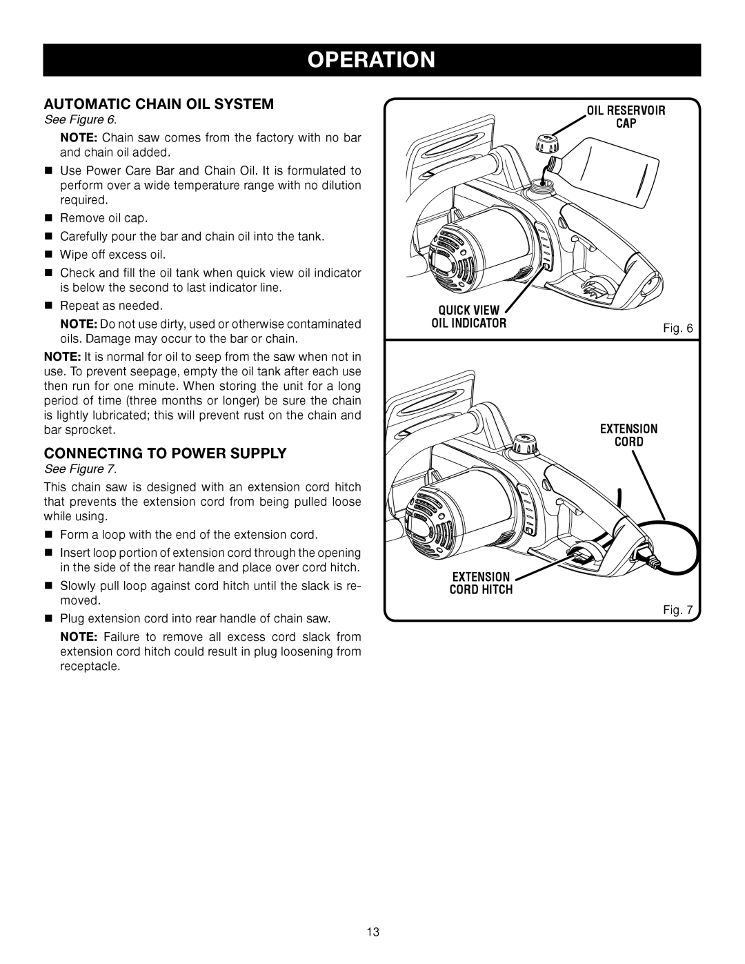 Ryobi RY43006 manual Automatic Chain OIL System, Connecting to Power Supply 