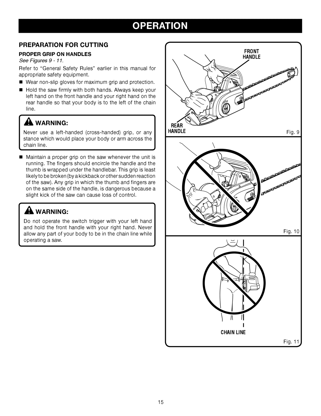 Ryobi RY43006 manual Preparation for Cutting, See Figures 9 