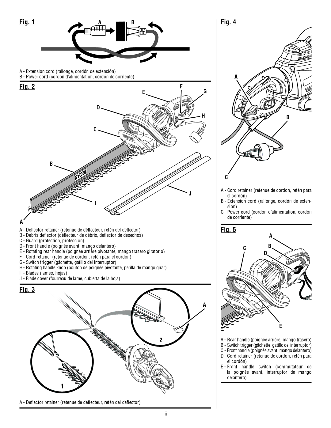 Ryobi RY44140 manuel dutilisation Front handle poignée avant, mango delantero 