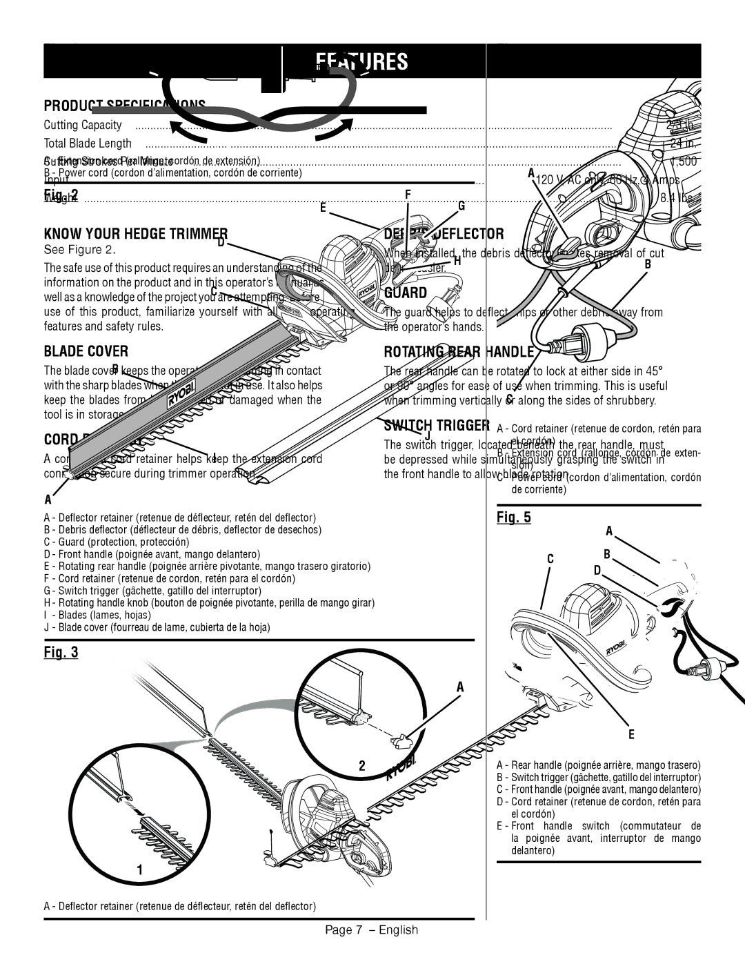 Ryobi RY44140 manuel dutilisation Features 