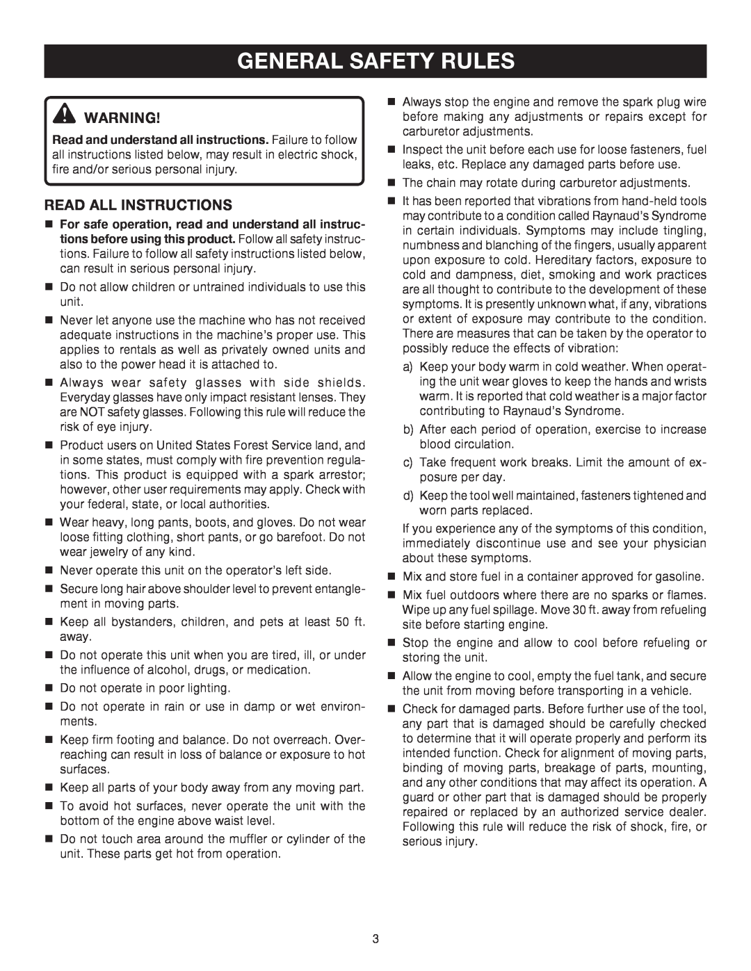 Ryobi RY52003 manual General Safety Rules, Read All Instructions 