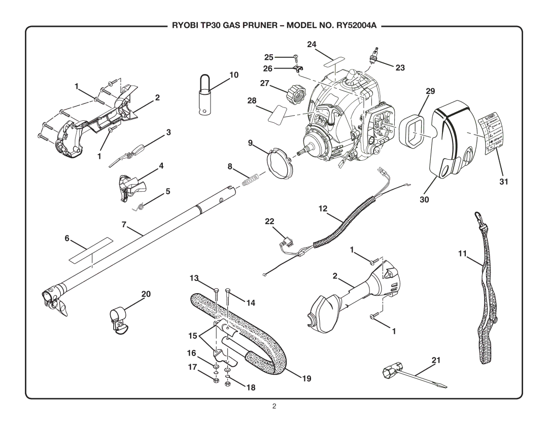 Ryobi manual Ryobi TP30 GAS Pruner Model NO. RY52004A 