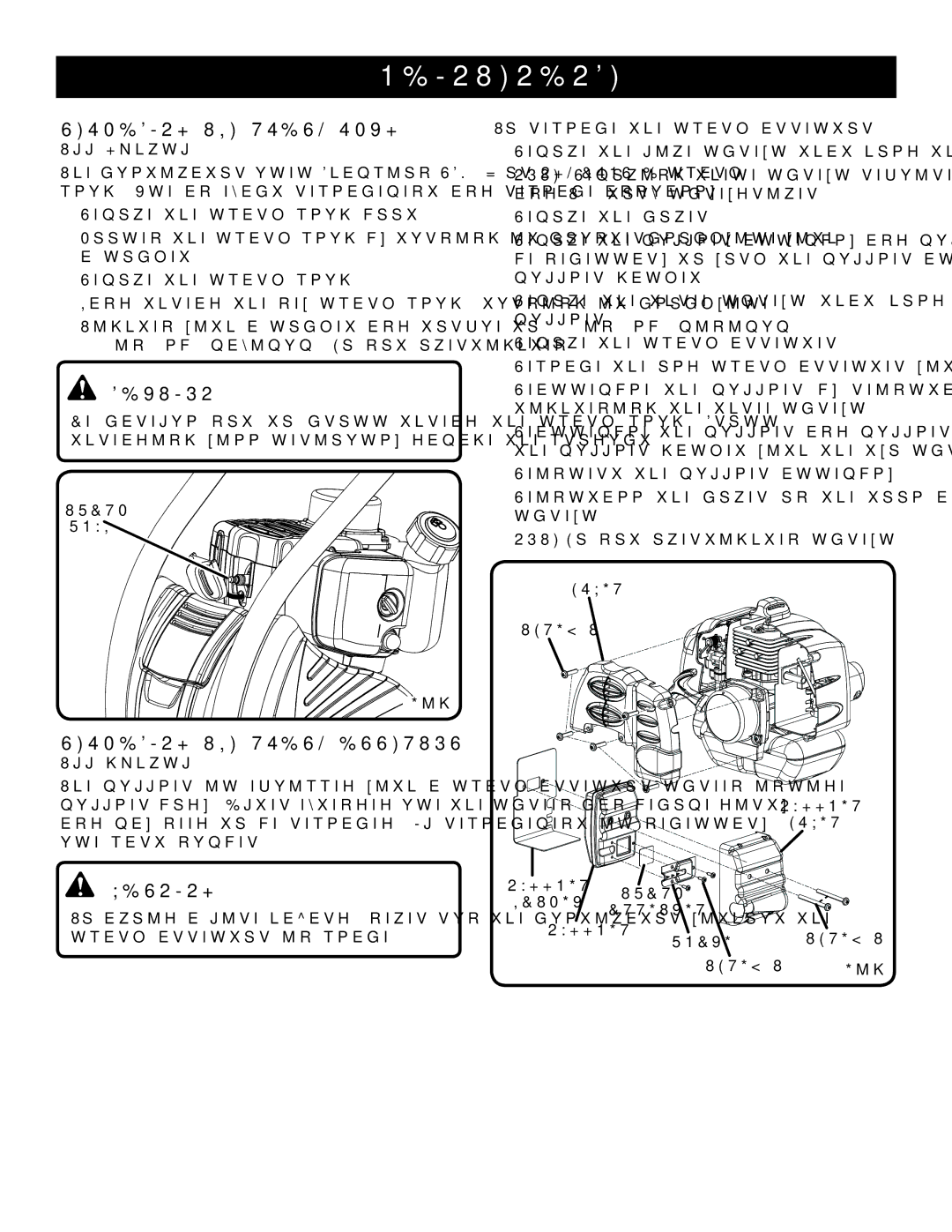 Ryobi RY60512 manual Replacing the Spark Plug, Replacing the Spark Arrestor, Cover Screws, Muffler Plate Screws 