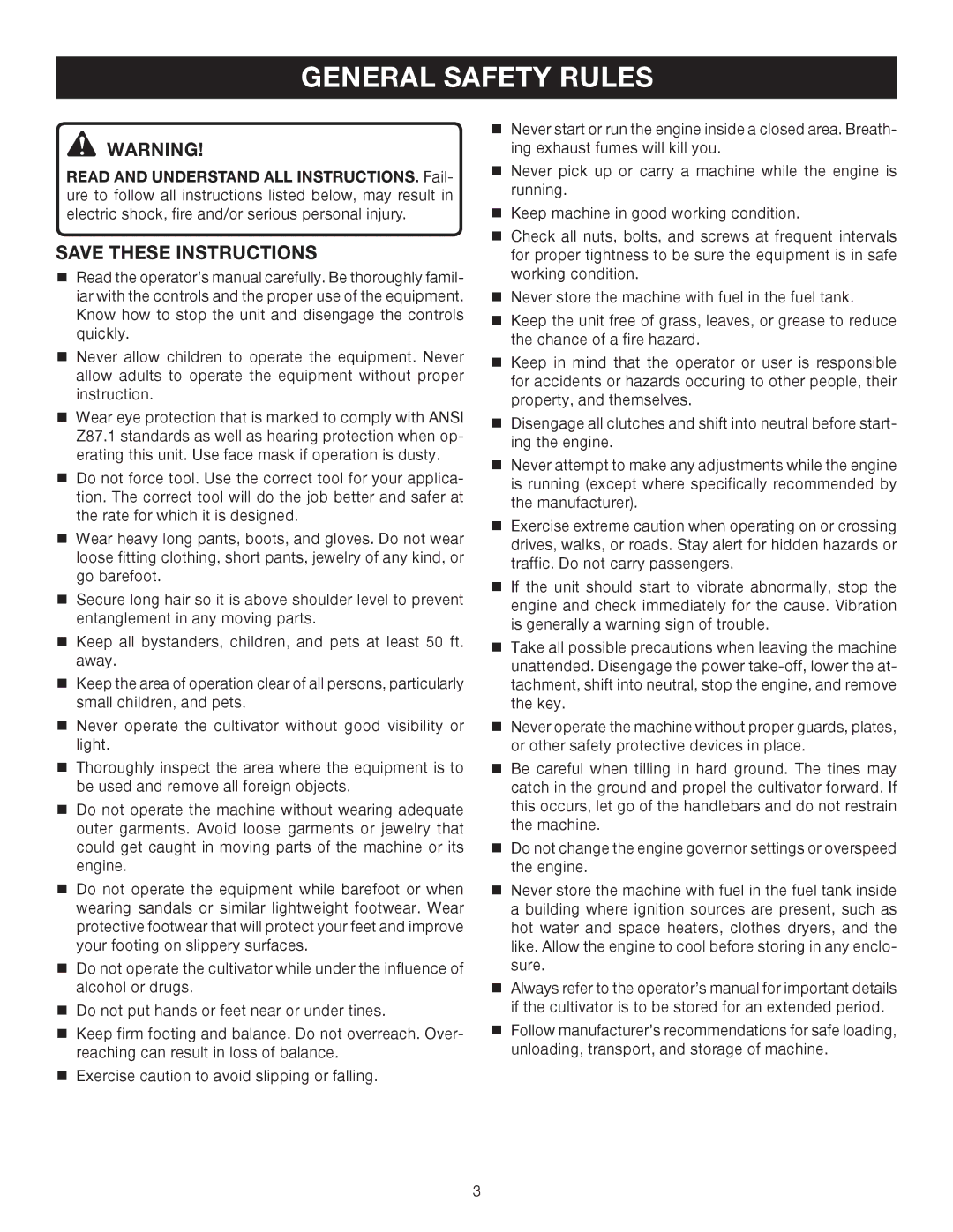 Ryobi RY60512 manual General Safety Rules 