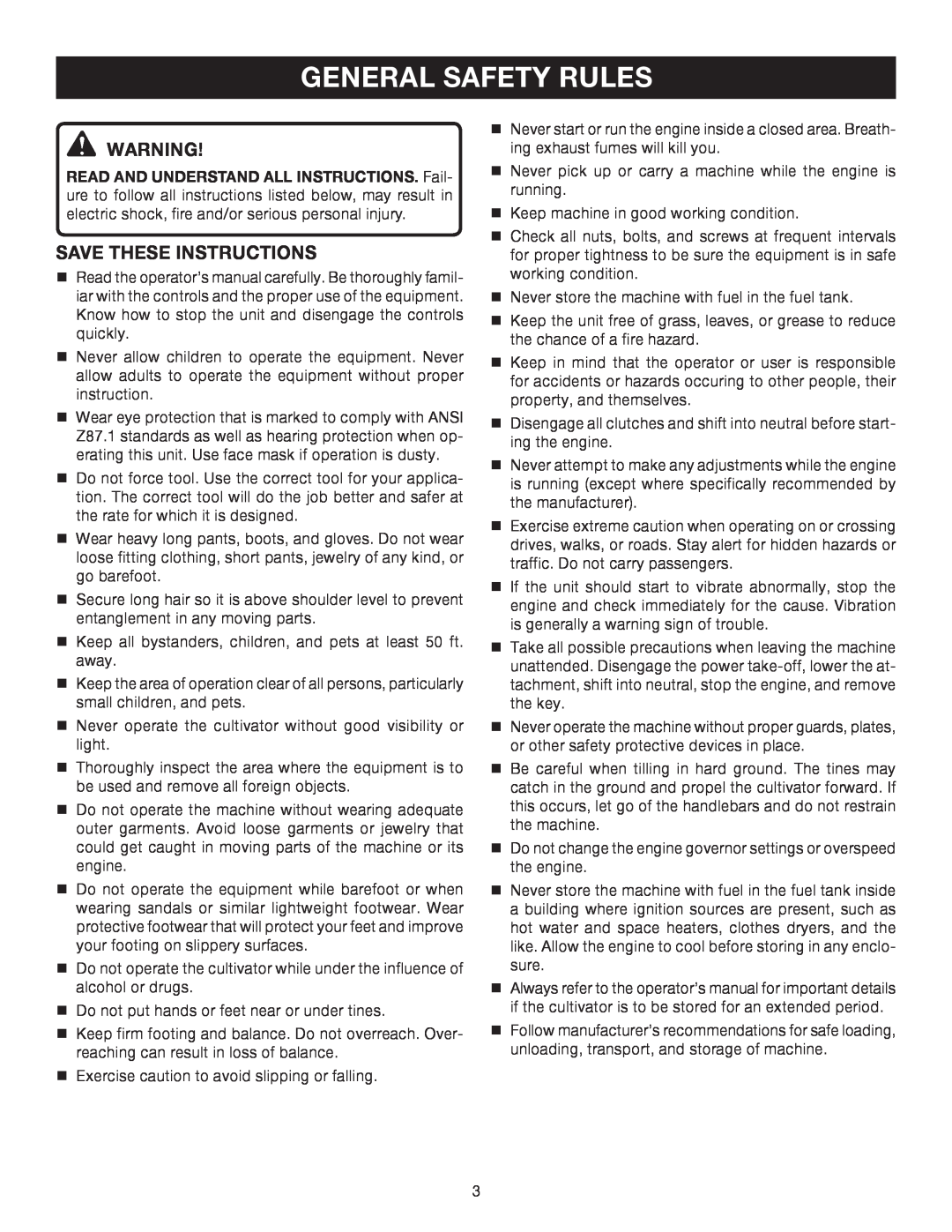 Ryobi RY60512 manual General Safety Rules, Save These Instructions 