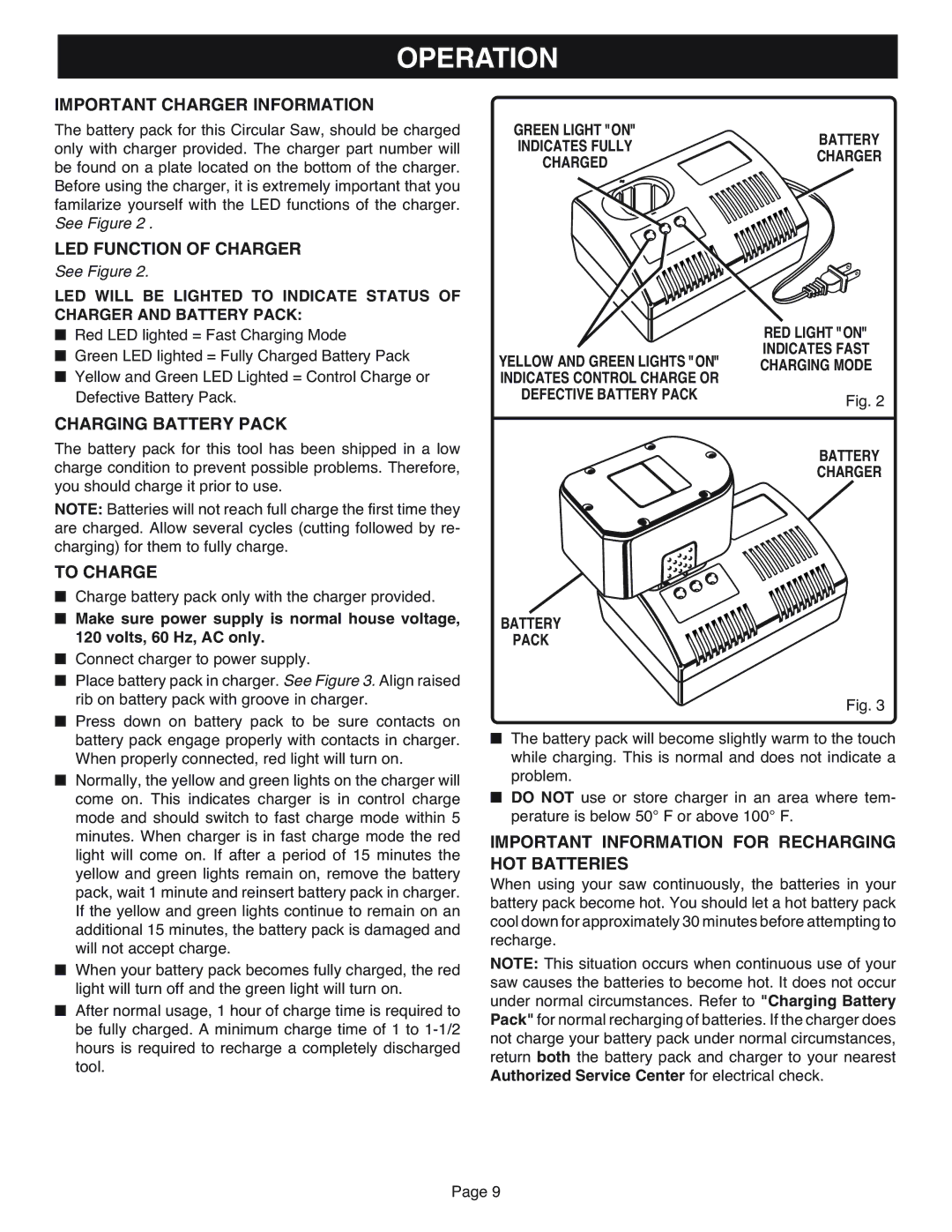 Ryobi RY6202 specifications Operation 